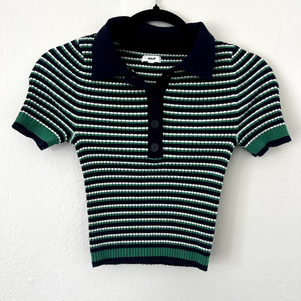 Aerie Striped cropped knit top